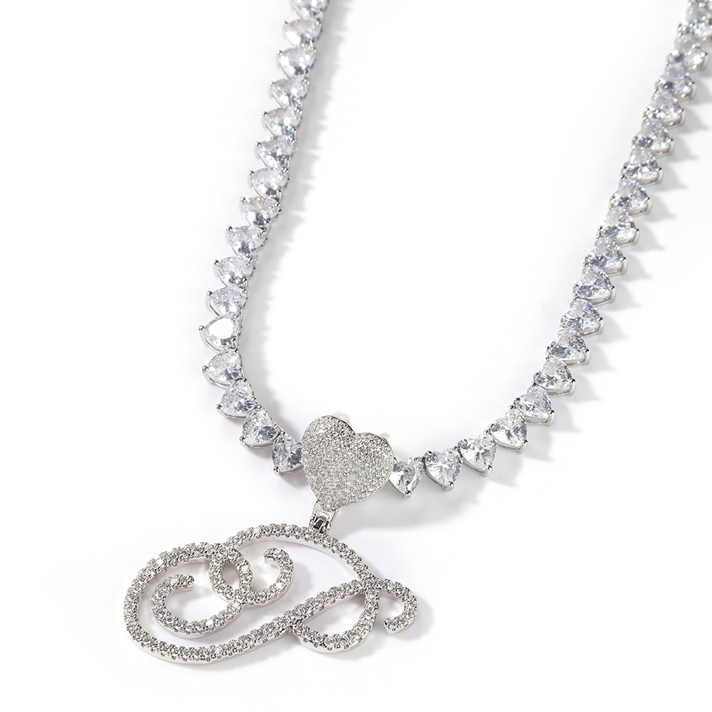 Tennis Bracelet Cubic - Куристые буквы Uwin с 6 мм