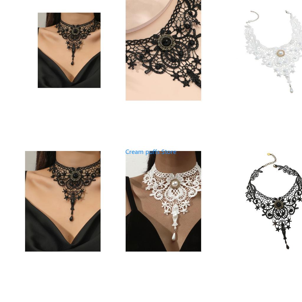Crystal Choker Necklace - 50LE кружевное колье-колье, готическое кружевное колье
