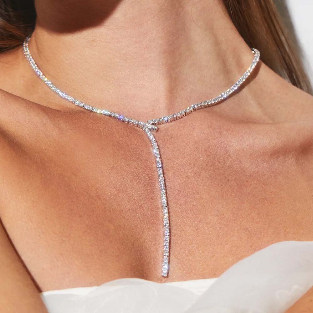 Crystal Choker Necklace - Stonenfans длинное Y-образное ожерелье-лариат-цепочка на ключицу,