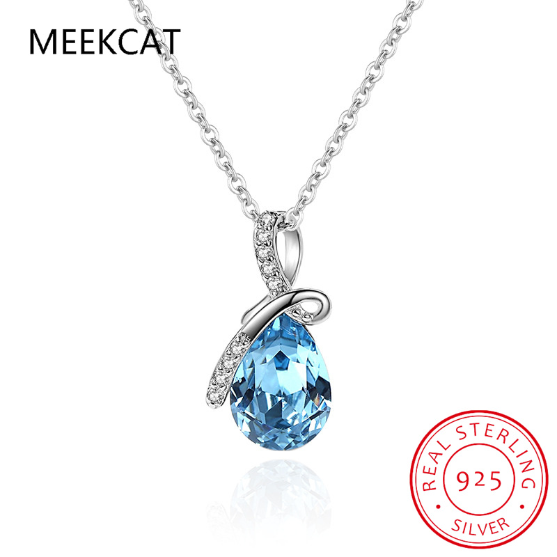Crystal Choker Necklace - Натуральный синий топаз в форме груши,
