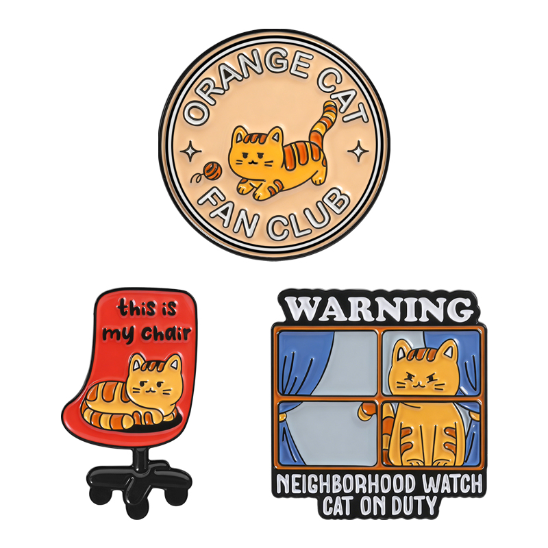 Jewelry Watches For Kids - Эмалевые значки Orange Cat Fan Club,