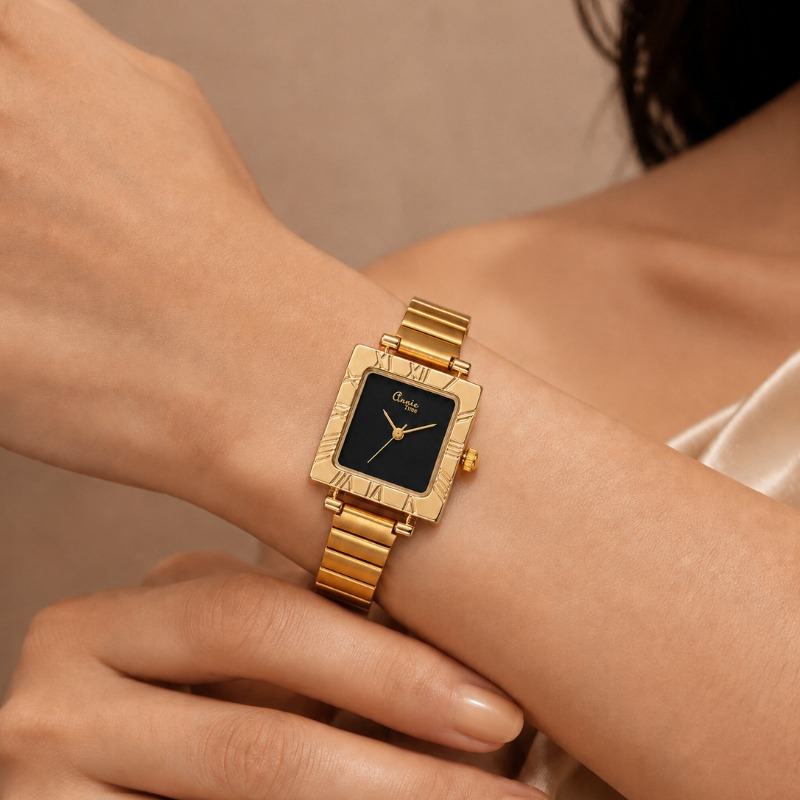 Jewelry Watches For Kids - Роскошные золотые квадратные женские кварцевые часы