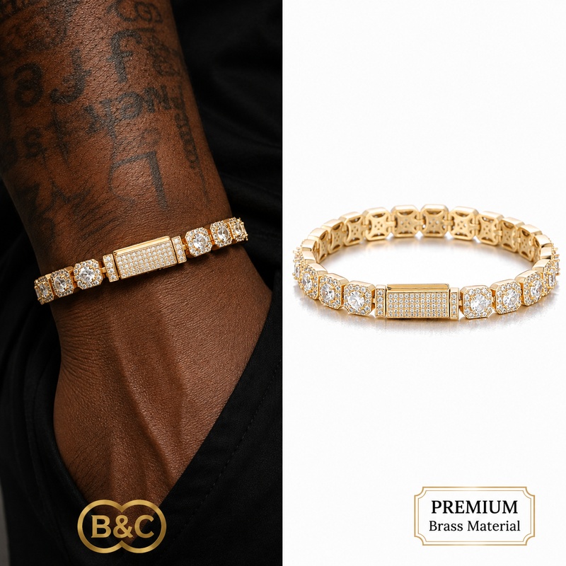 Золотой теннисный браслет B&C  – обзор и цена Tennis Bracelet Cubic